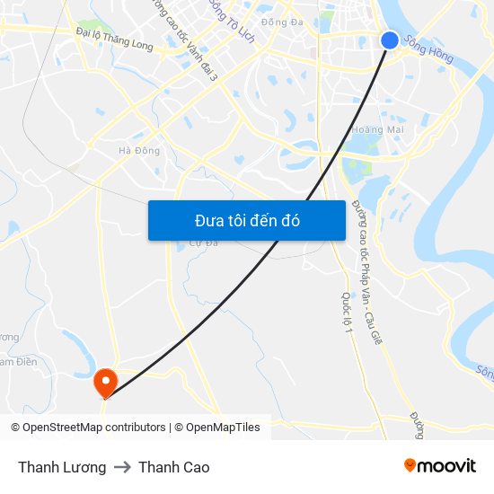 Thanh Lương to Thanh Cao map
