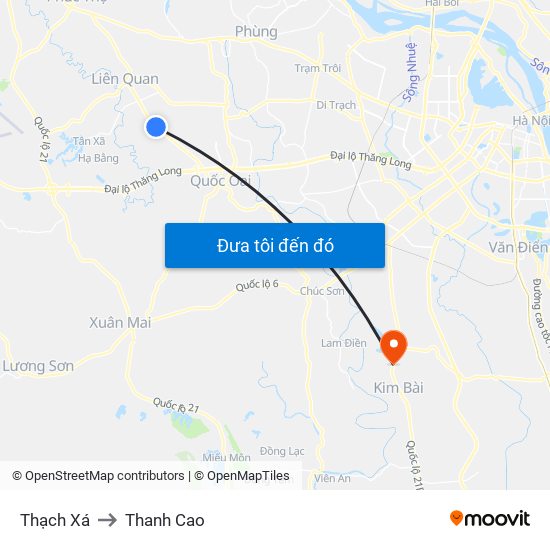 Thạch Xá to Thanh Cao map