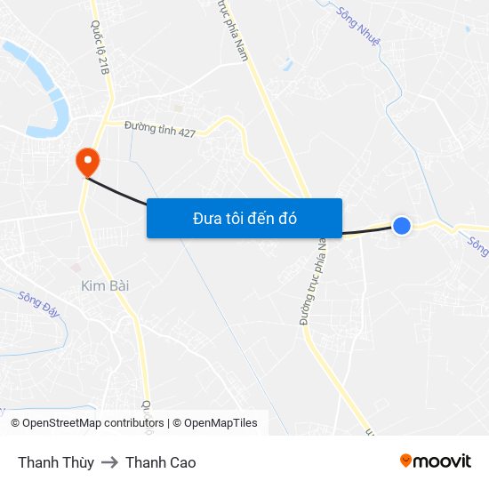 Thanh Thùy to Thanh Cao map