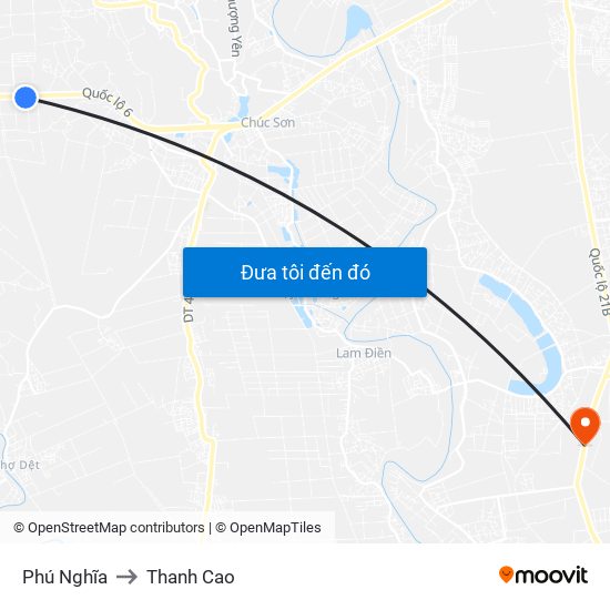 Phú Nghĩa to Thanh Cao map