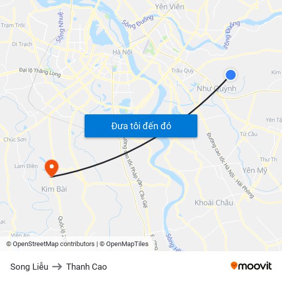 Song Liễu to Thanh Cao map