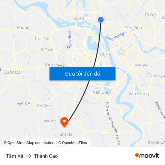 Tầm Xá to Thanh Cao map