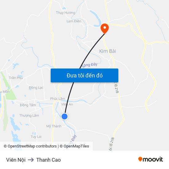 Viên Nội to Thanh Cao map