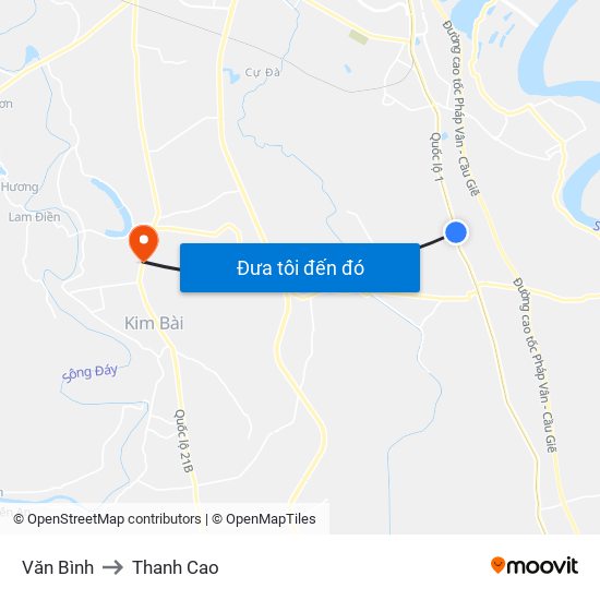 Văn Bình to Thanh Cao map