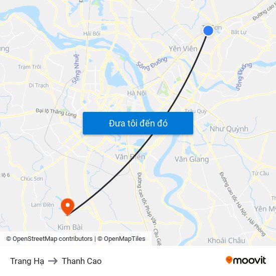 Trang Hạ to Thanh Cao map