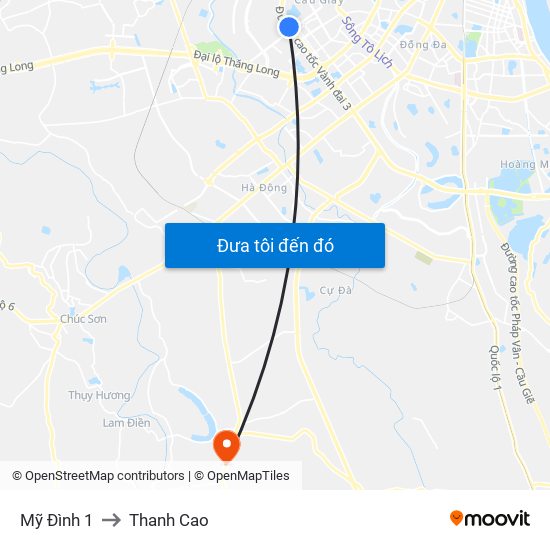 Mỹ Đình 1 to Thanh Cao map