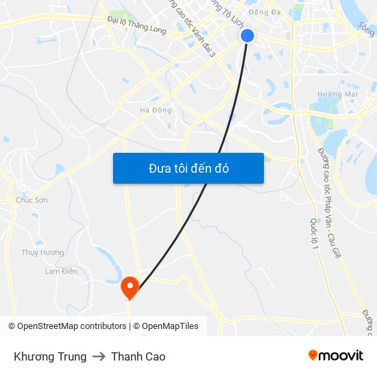 Khương Trung to Thanh Cao map