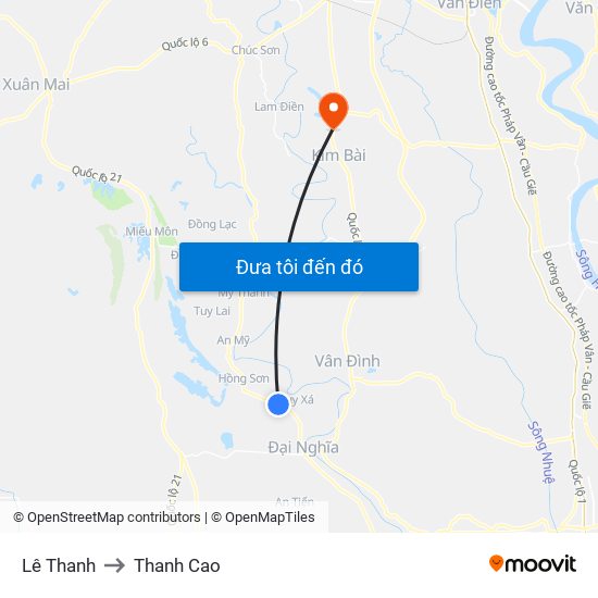 Lê Thanh to Thanh Cao map