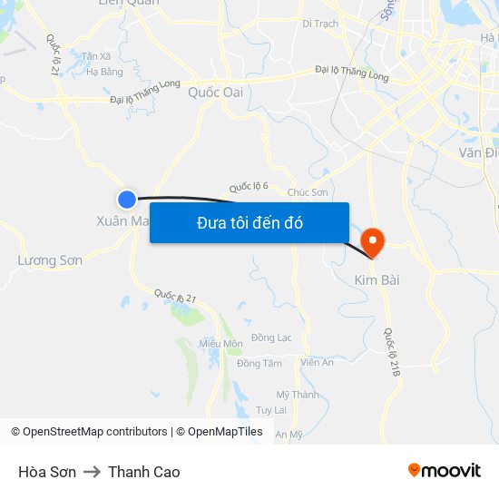 Hòa Sơn to Thanh Cao map