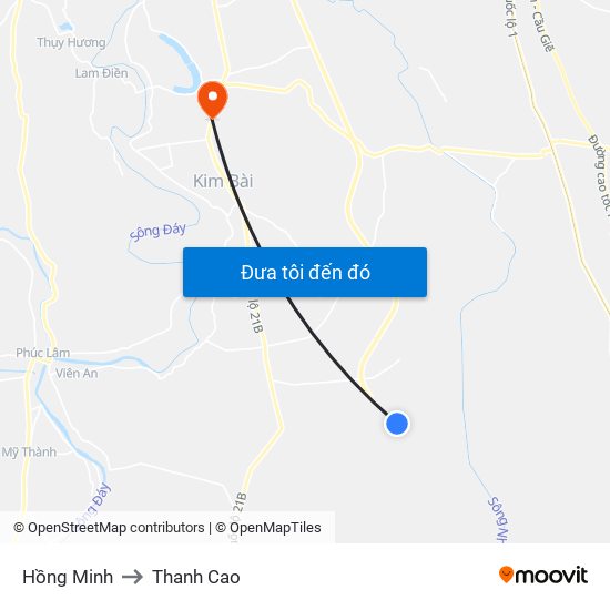 Hồng Minh to Thanh Cao map