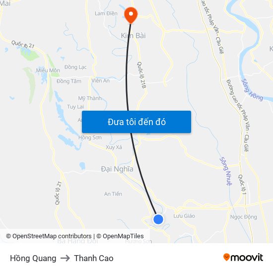 Hồng Quang to Thanh Cao map