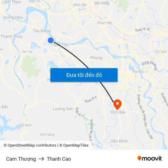 Cam Thượng to Thanh Cao map