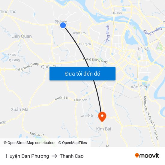 Huyện Đan Phượng to Thanh Cao map