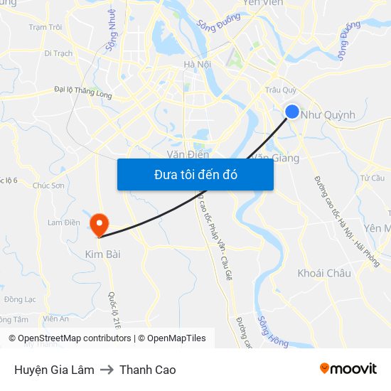Huyện Gia Lâm to Thanh Cao map