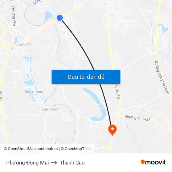 Phường Đồng Mai to Thanh Cao map