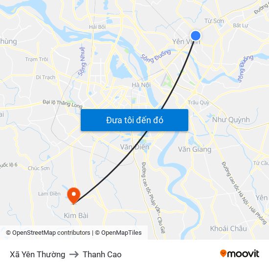 Xã Yên Thường to Thanh Cao map