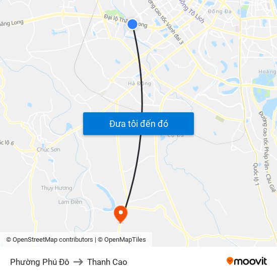 Phường Phú Đô to Thanh Cao map