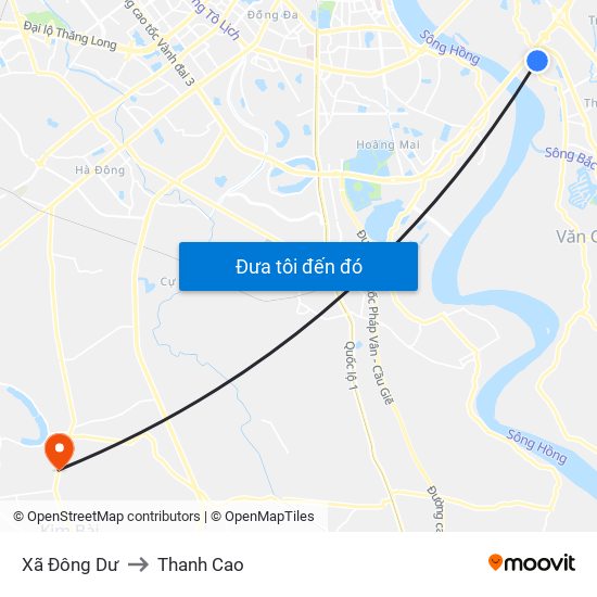 Xã Đông Dư to Thanh Cao map