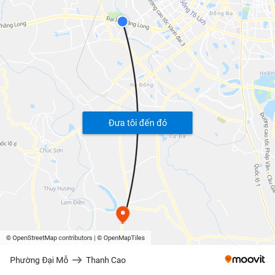 Phường Đại Mỗ to Thanh Cao map