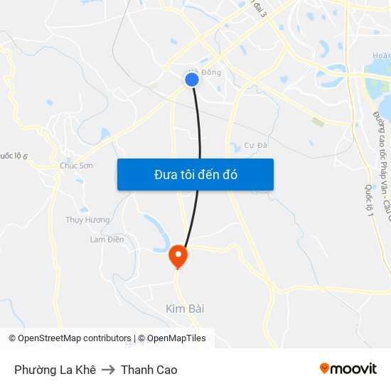 Phường La Khê to Thanh Cao map