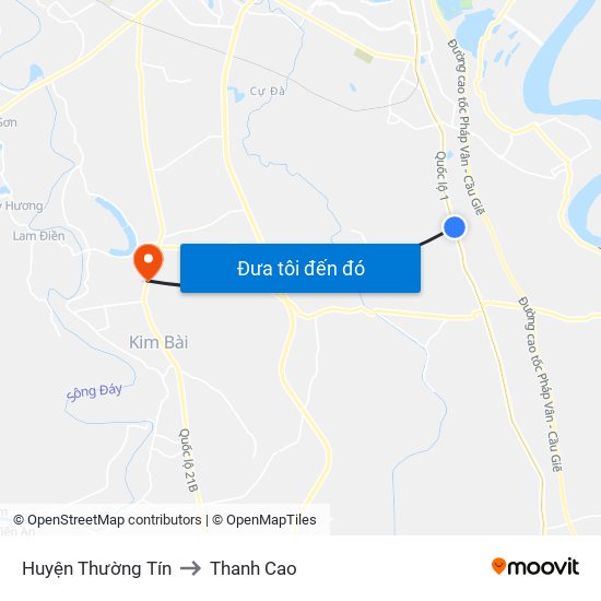 Huyện Thường Tín to Thanh Cao map