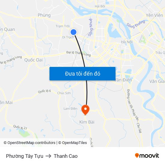 Phường Tây Tựu to Thanh Cao map