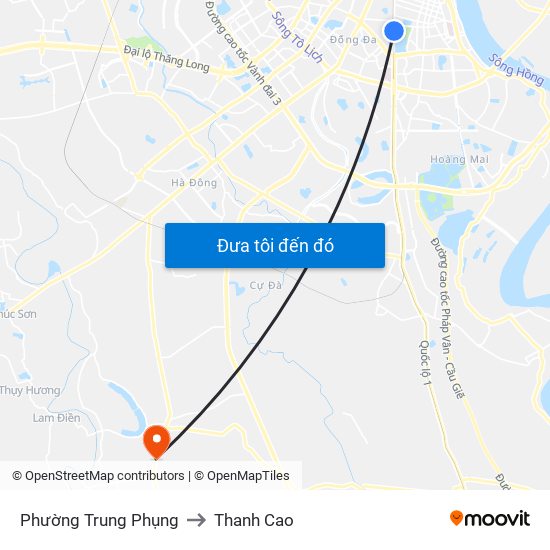 Phường Trung Phụng to Thanh Cao map