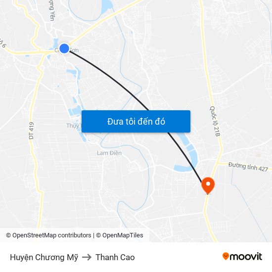 Huyện Chương Mỹ to Thanh Cao map