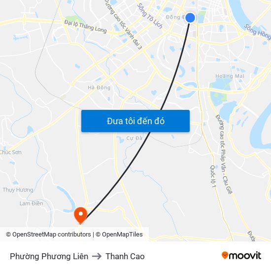 Phường Phương Liên to Thanh Cao map