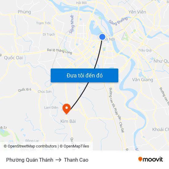 Phường Quán Thánh to Thanh Cao map