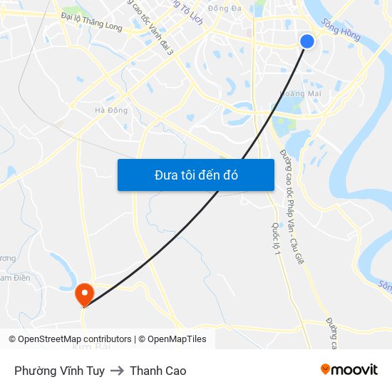 Phường Vĩnh Tuy to Thanh Cao map