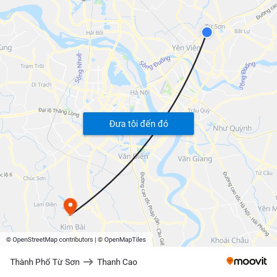 Thành Phố Từ Sơn to Thanh Cao map