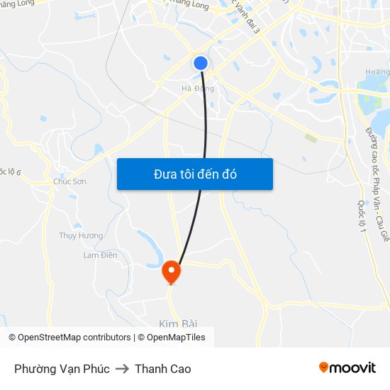 Phường Vạn Phúc to Thanh Cao map