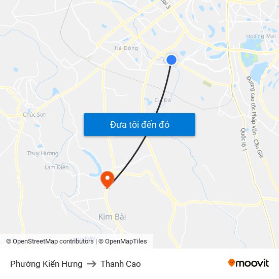 Phường Kiến Hưng to Thanh Cao map