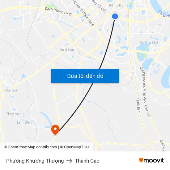 Phường Khương Thượng to Thanh Cao map