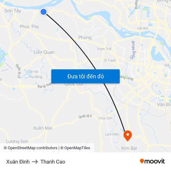 Xuân Đình to Thanh Cao map