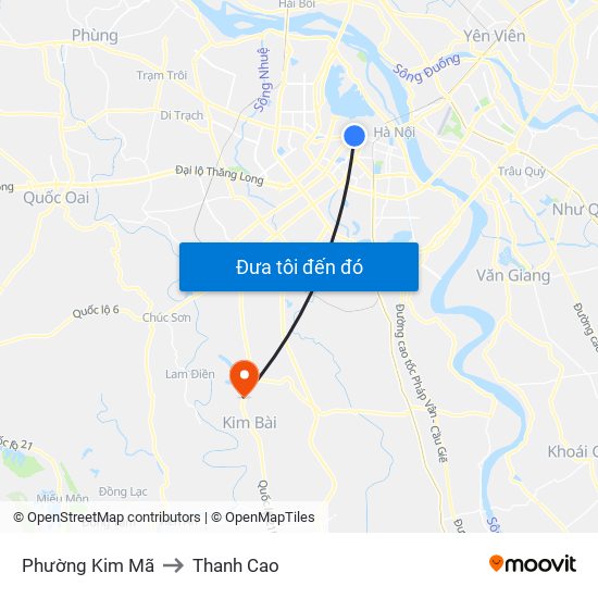 Phường Kim Mã to Thanh Cao map