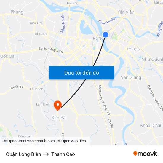 Quận Long Biên to Thanh Cao map