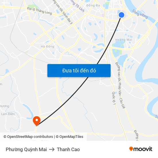 Phường Quỳnh Mai to Thanh Cao map