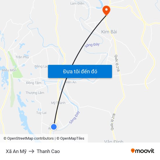 Xã An Mỹ to Thanh Cao map