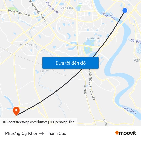 Phường Cự Khối to Thanh Cao map