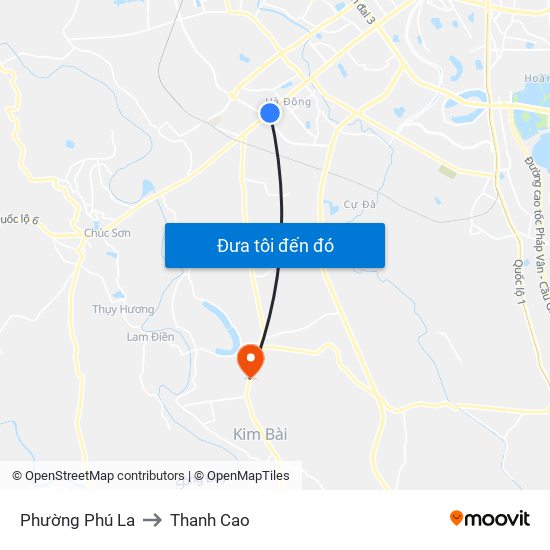 Phường Phú La to Thanh Cao map