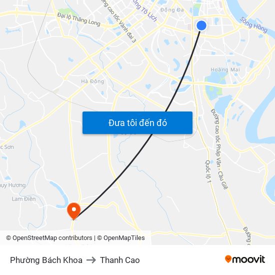 Phường Bách Khoa to Thanh Cao map