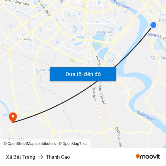 Xã Bát Tràng to Thanh Cao map