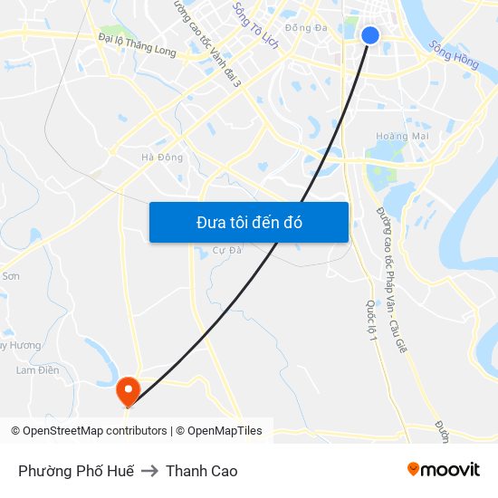 Phường Phố Huế to Thanh Cao map