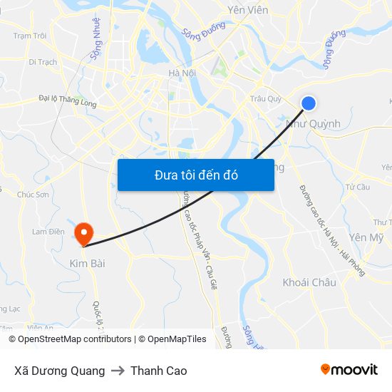 Xã Dương Quang to Thanh Cao map