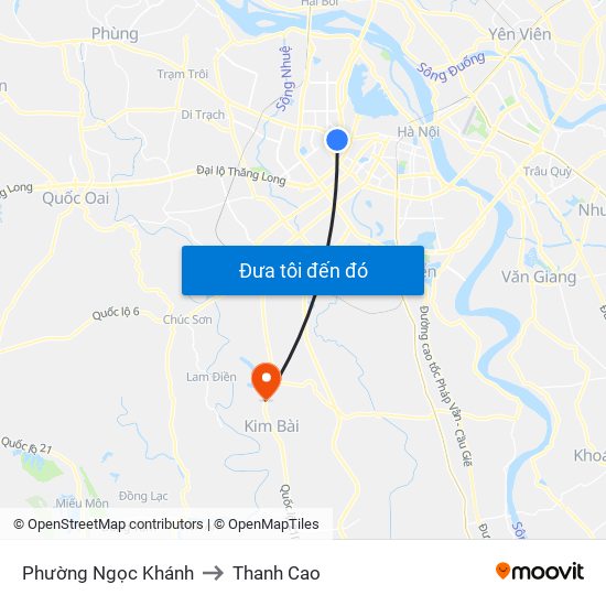 Phường Ngọc Khánh to Thanh Cao map