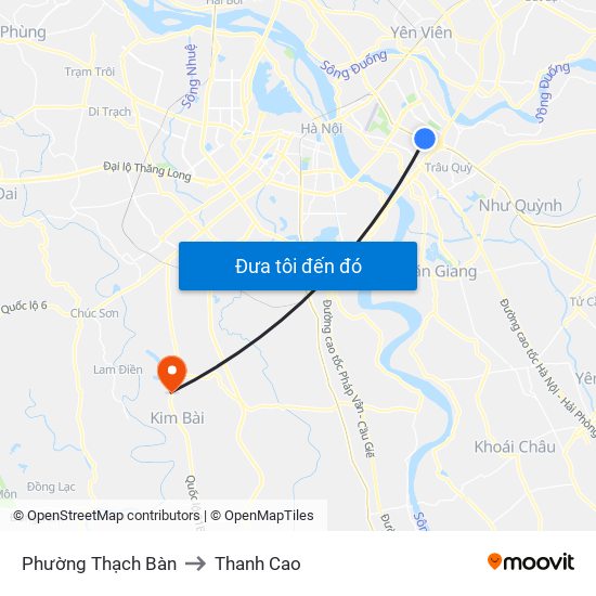 Phường Thạch Bàn to Thanh Cao map