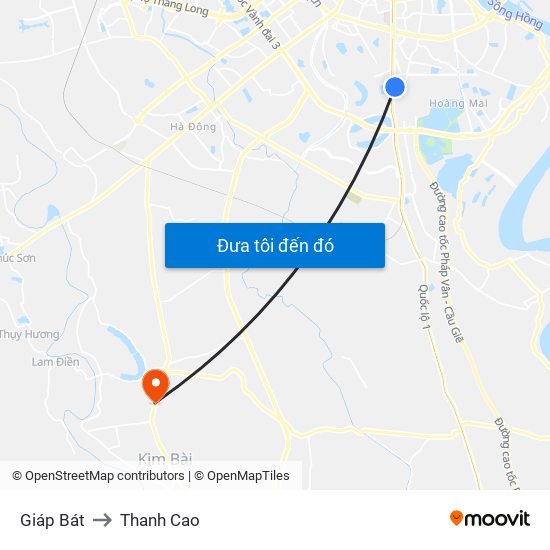 Giáp Bát to Thanh Cao map