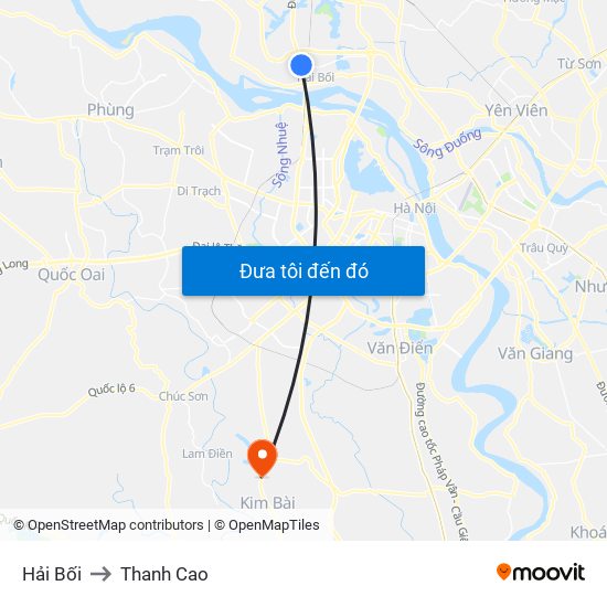 Hải Bối to Thanh Cao map